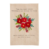 Christmas Floral Not A Creature Was Stirring French Knot Tea Towel