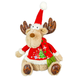 Christmas Moose with Santa Hat and Sweater Stuffed Plush 12¾"