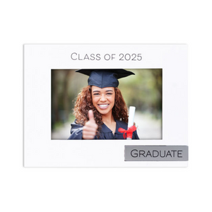 Class of 2025 Graduate Rustic White Picture Frame with Metal Attachment Holds 4"x6" Photo