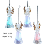 Color Changing LED Lighted Angel Ornament with Glitter Gold Wings 4.7"