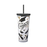 Congrats Graduation Hat and Diploma Foil Cup with Straw