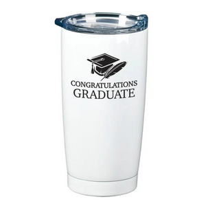 Congratulations Graduate Stainless Steel 20 oz White Tumbler Drinkware with Lid