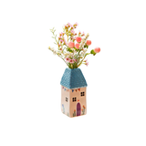 Cottage Home Bud Vase with Blue Roof 4"