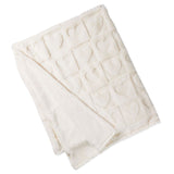 Hallmark Cream Heart Pattern Plush Throw Blanket, 50x60