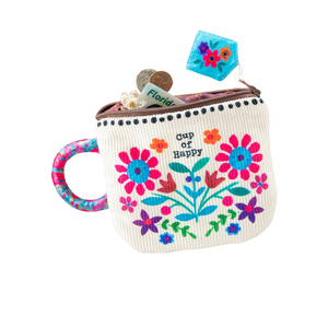 Cup of Happy Corduroy Zippered Coin Pouch