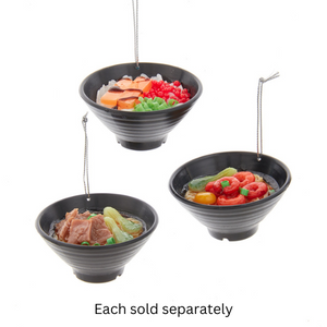 Asian Rice & Noodle Bowl Ornaments, 3 Assorted