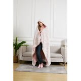 Wearable Hooded Sherpa Blanket Throw 50"x60" Dusty Rose Texture