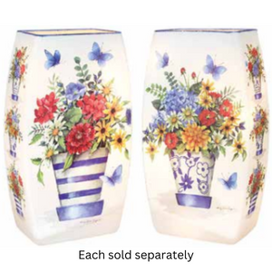 Dutch Florals Medium Glass Lighted Vase