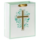 Hallmark 9.6" Gold Cross With Botanicals Medium Easter Gift Bag