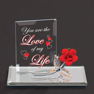 Red Rose You Are the Love of My Life Glass Figurine Accented with 22 Kt Gold