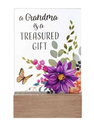 A Grandma Is A Treasured Gift Glass Block