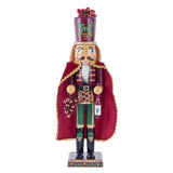 Burgundy Wine Nutcracker with Cape Holding Red Grapes and Bottle 15"
