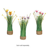 Faux Floral and Grass in Jute Rope Pot Tabletop Décor, 13.75"
