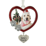 Frame Ornament Heart with Pawprints Santa's Favorite