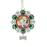Frame Ornament Pawprint Snowflake with Bone-Shaped Charm