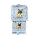 French Bulldog Dog Lover's Oven Mitt, Potholder, and Kitchen Towel Set, 100% Cotton