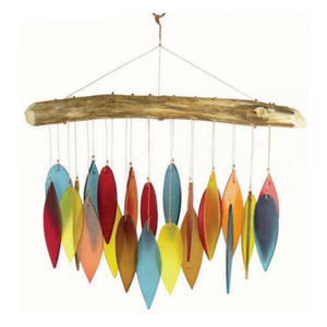 Santa Fe Colors Leaves and Driftwood Glass Windchime