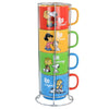 Peanuts Snoopy and Friends Colorful Mugs Set of 4 Cups 14.8 Oz each with Metal Holder Stand