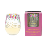 Gift Boxed 17 oz. Stemless Wine Glass Amazing Nurse