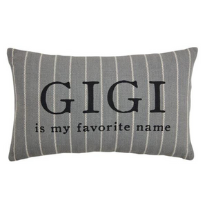 Gigi is My Favorite Name Striped Woven Cotton Lumbar Pillow