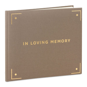 Hallmark In Loving Memory Taupe Linen Guest Book