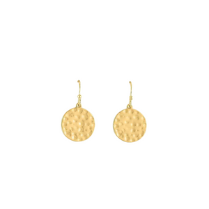 Gold Hammered Dangle Layers Earrings
