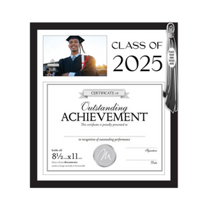Graduate Class of 2025 3-in-1 Picture Frame Holds 4"x6" Photo, Tassel and Diploma