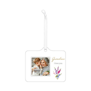 Grandma I Love You Floral Ceramic Frame Ornament