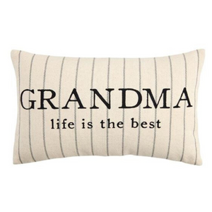 Grandma Life is the Best Striped Woven Cotton Lumbar Pillow