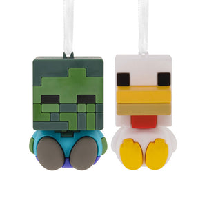 Hallmark Better Together Minecraft Zombie and Chicken Jockey Magnetic Hallmark Ornaments, Set of 2