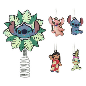 Hallmark Mini Disney Lilo & Stitch Hallmark Tree Topper and Ornaments, Set of 5