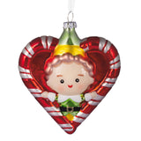Hallmark Elf Buddy the Elf™ Candy Cane Wreath Blown Glass Hallmark Ornament