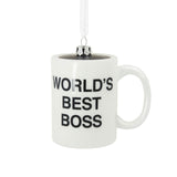 Hallmark The Office World's Best Boss Coffee Mug Blown Glass Hallmark Ornament