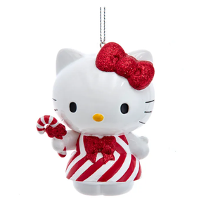 3.5" Hello Kitty in Red White Candy Cane Dress Ornament