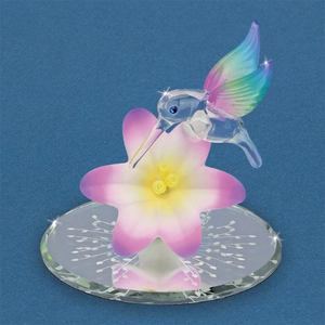 Hummingbird with Lavender Lily Glass Figurine