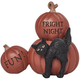 Halloween Pumpkin Cluster with Black Cat Fright Night Fun Mini Figurine