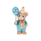 Happy Birthday Bear with Flocking Fur Standing Figurine 3"
