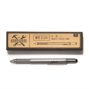 Hardware Store 6-in-1 Multi-Tool Pen in Gift Box Includes: Ruler, Pen, Level, Mobile Device Stylus, Flat Head Screwdriver, Phillips Screwdriver