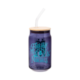 Silver Buffalo Haunted Mansion Leota Foolish Mortals 16oz Glass Tumbler with  Bamboo Lid and Glass Straw