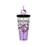 Hello Kitty Jungle Heart 24 Oz. Plastic Cold Cup with Lid and Topper Straw
