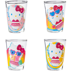 Hello Kitty Pool Glitter 4pc. 1.5 Oz. Mini Glass Set