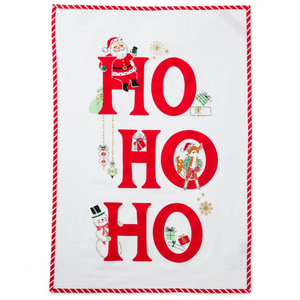 Ho Ho Ho Vintage Santa and Friends Tea Towel, 18x26