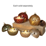 Holiday Glass Ornament with LED Lighted Wax Candle