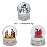 Holiday Water Globe Cardinal Couple, Nativity, or Snowmen 4.13"