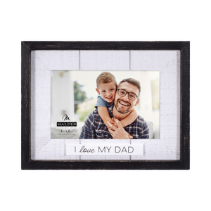 I Love My Dad Black Rustic Picture Frame with Plaque Attachment Holds 4"x6" Photo