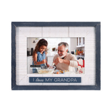 I Love My Grandpa Navy Rustic Picture Frame with Plaque Attachment Holds 4"x6" Photo