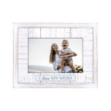 I Love My Mom Rustic Picture Frame with Plaque Attachment Holds 4"x6" Photo