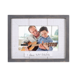 I Love My Papa Gray Rustic Picture Frame with Plaque Attachment Holds 4"x6" Photo