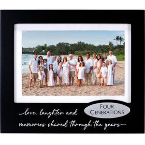 Love Laughter and Memories Shared Through the Years Four Generations Picture Frame with Metal Attachment Holds 4"x6" Horizontal Photo