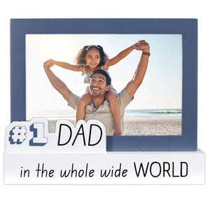 #1 Dad in the Whole Wide World Platform Picture Frame Holds 4"x6" Horizontal Photo